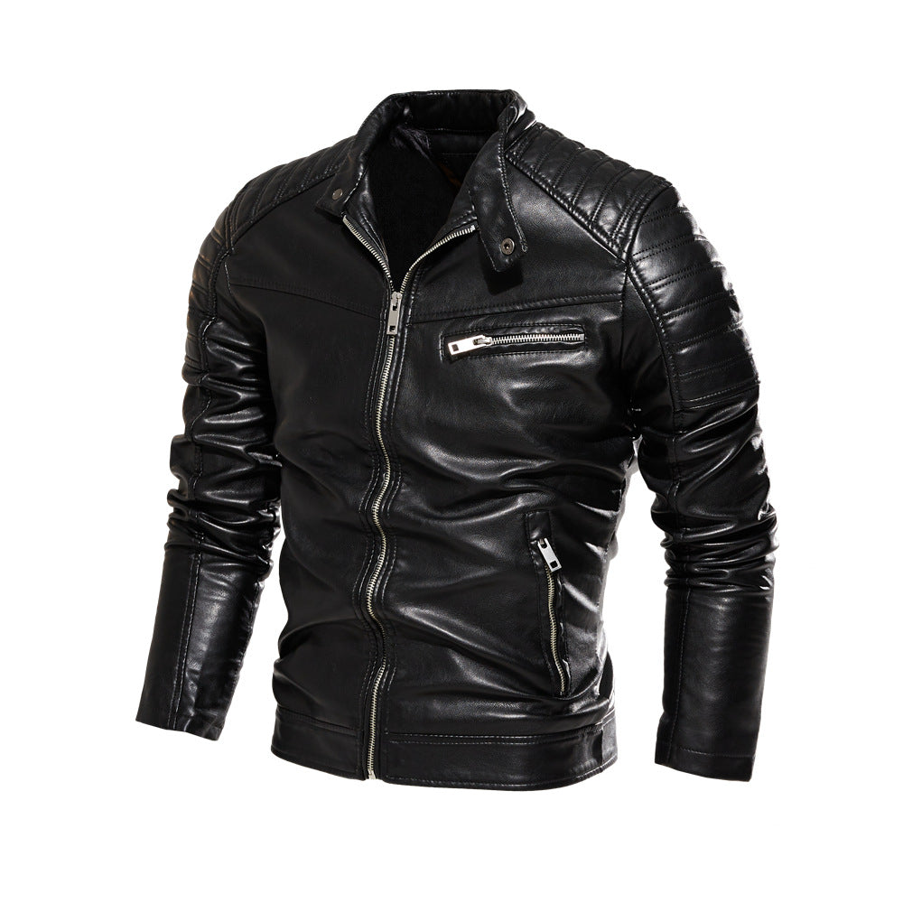 Herren Lederjacke Robust Stylish Lederimitat Schwarz