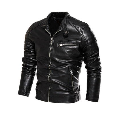 Herren Lederjacke Robust Stylish Lederimitat Schwarz