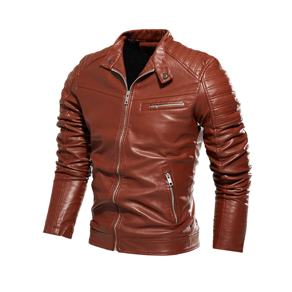 Herren Lederjacke Robust Stylish Lederimitat Schwarz