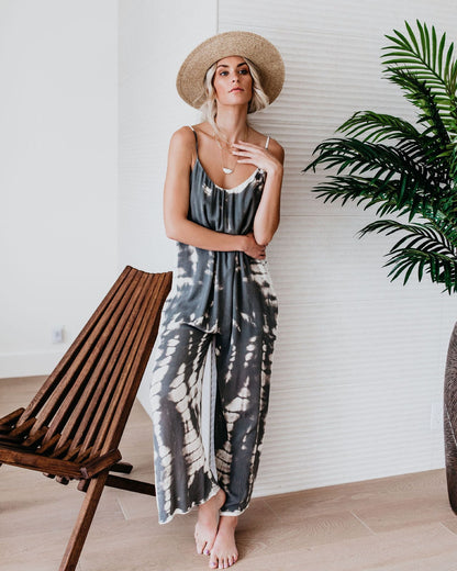 Damen Maxijumpsuit Leicht Tie-Dye Sommer