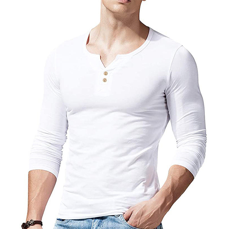 Herren Langarmshirt Modern Knopfdesign Elegant