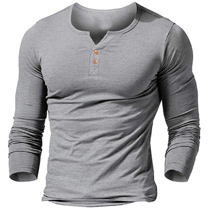 Herren Langarmshirt Modern Knopfdesign Elegant