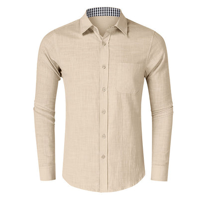 Herren Langarmhemd Karo Muster Elegant Modern