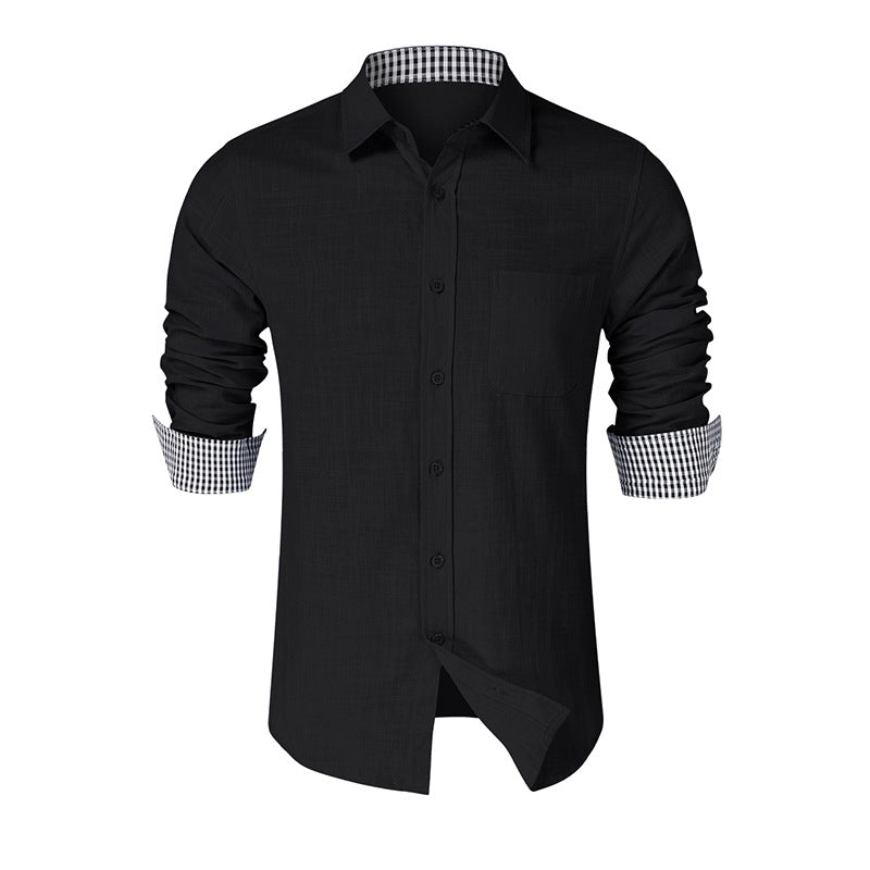 Herren Langarmhemd Karo Muster Elegant Modern