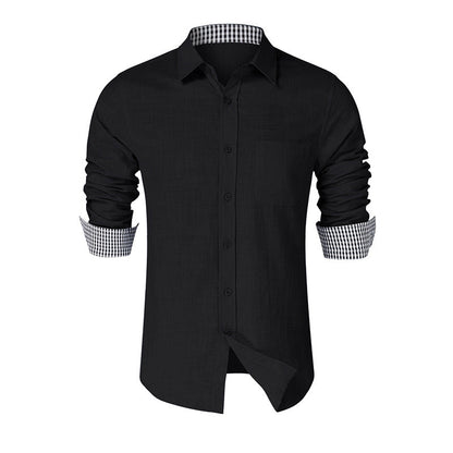 Herren Langarmhemd Karo Muster Elegant Modern