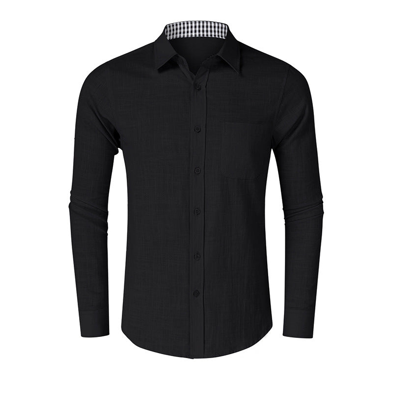 Herren Langarmhemd Karo Muster Elegant Modern