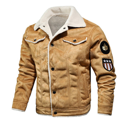Herren Lederjacke Warm Fleece Lederjacke Winter