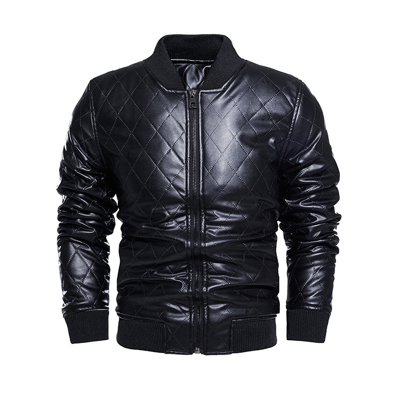 Herren Leder-Bomberjacke Gesteppt Schwarz Modern - BerlinGlamour