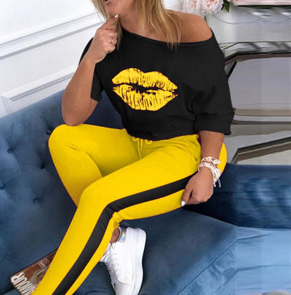 Damen T-Shirt mit Lippenmotiv Trendy Style