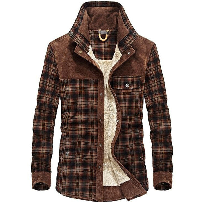 Herren Flanelljacke Weich Warm mit Innenfutter