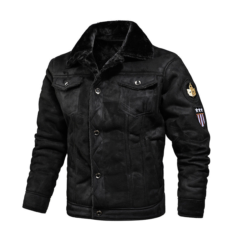 Herren Lederjacke Warm Fleece Lederjacke Winter