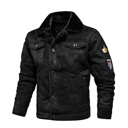 Herren Lederjacke Elegante mit Kunstfellfutter Warm