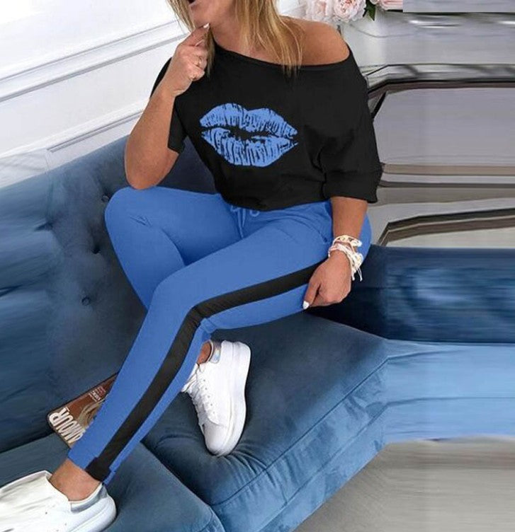 Damen T-Shirt mit Lippenmotiv Trendy Style