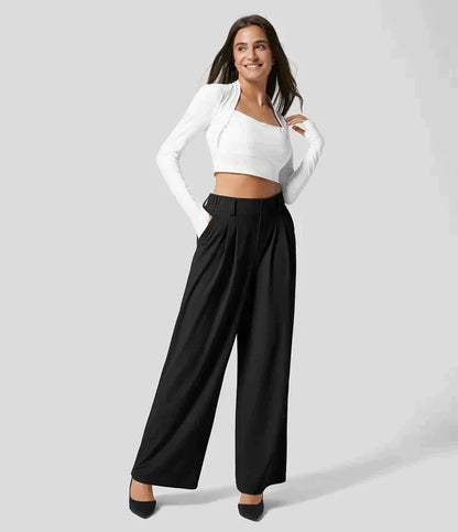 Weite Damen Hose High Waist Elastisch Bequem - BerlinGlamour