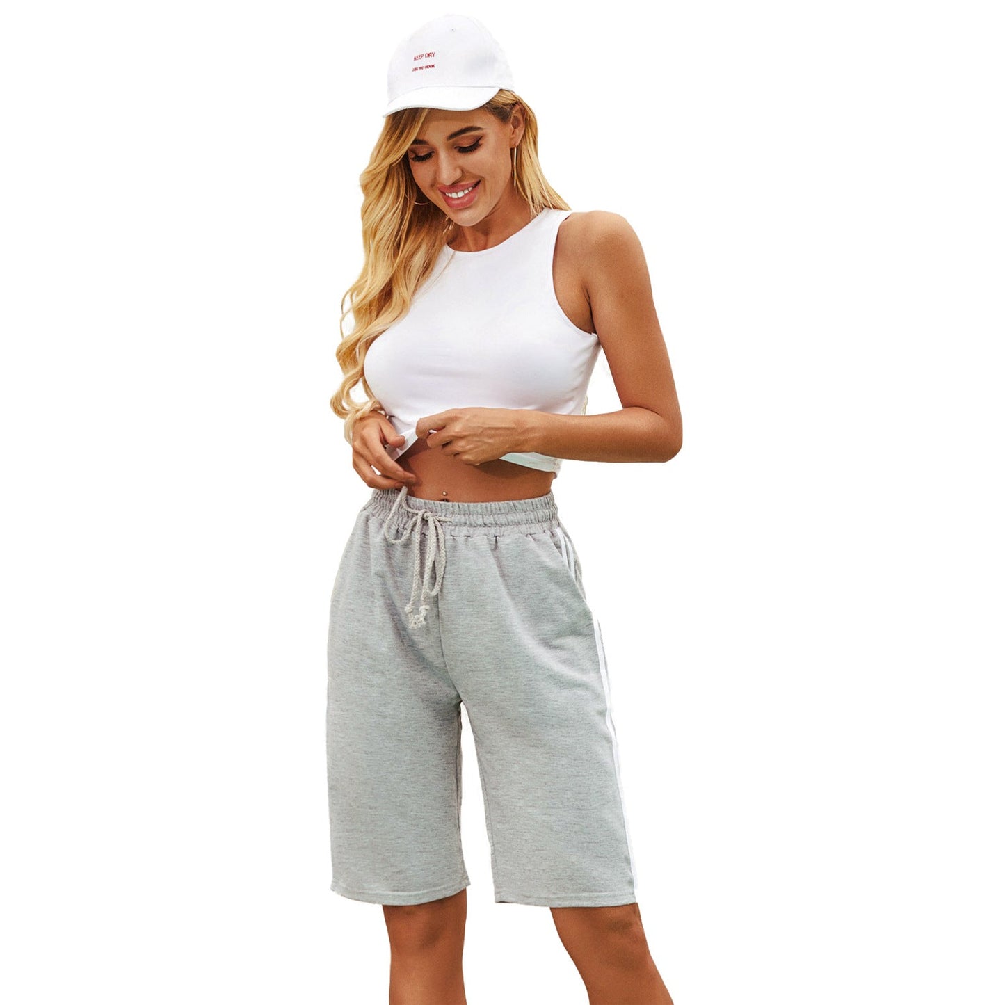 Damen Sportliche Jogginghose mit Streifen Schwarz