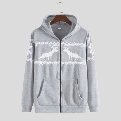 Herren Kapuzenjacke Weich Rentier Design Winter