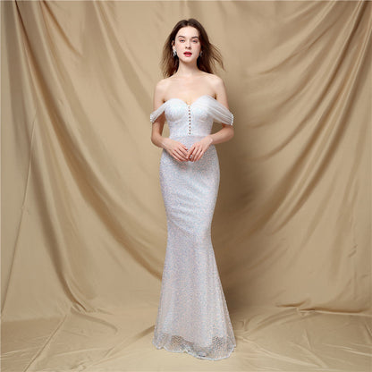 Elegantes Schulterfreies Abendkleid Damen Lang