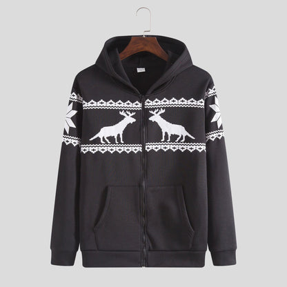 Herren Kapuzenjacke Weich Rentier Design Winter