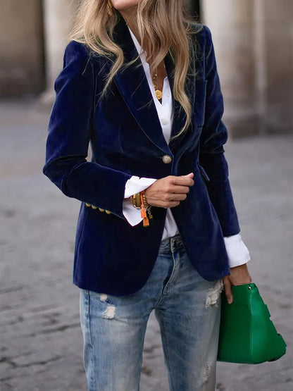 Damen Blazer Klassisch Ein-Knopf Verschluss Modern