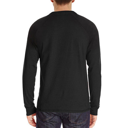 Herren Langarm-Shirt Knopf-Detail Fein-Stoff Modern