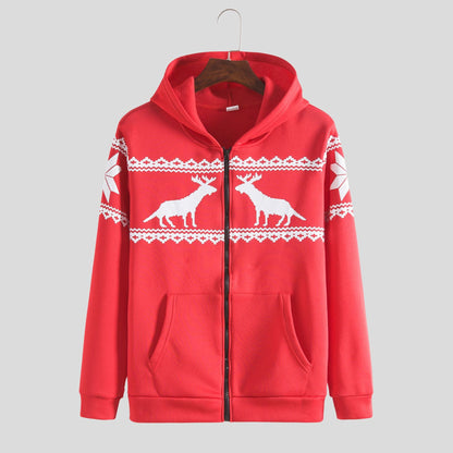 Herren Kapuzenjacke Weich Rentier Design Winter