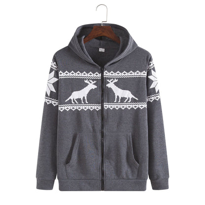 Herren Kapuzenjacke Weich Rentier Design Winter