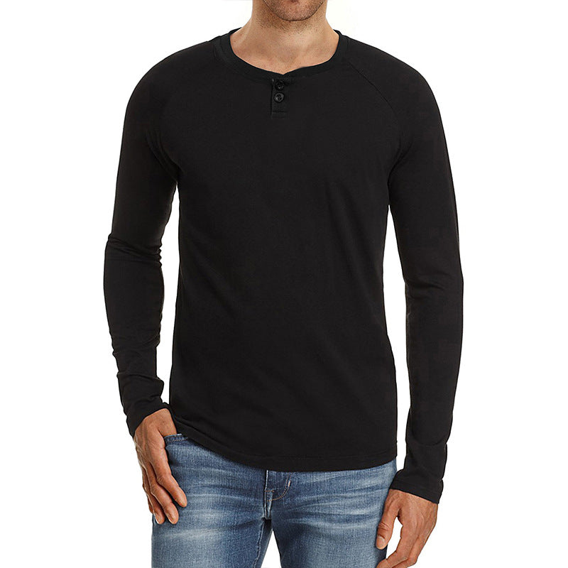 Herren Langarm-Shirt Knopf-Detail Fein-Stoff Modern - BerlinGlamour