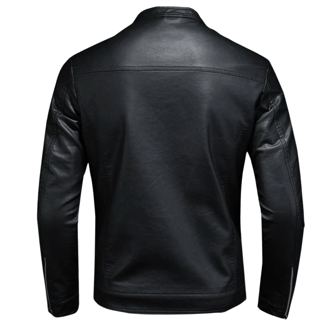 Leder Bikerjacke Herren Trendig Schwarz Ledermantel - BerlinGlamour
