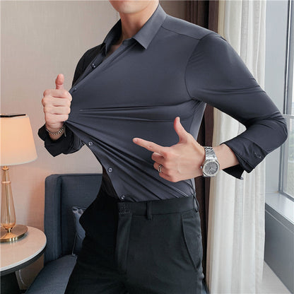 Herren Hemd Slim Fit Langarm Business Stretch