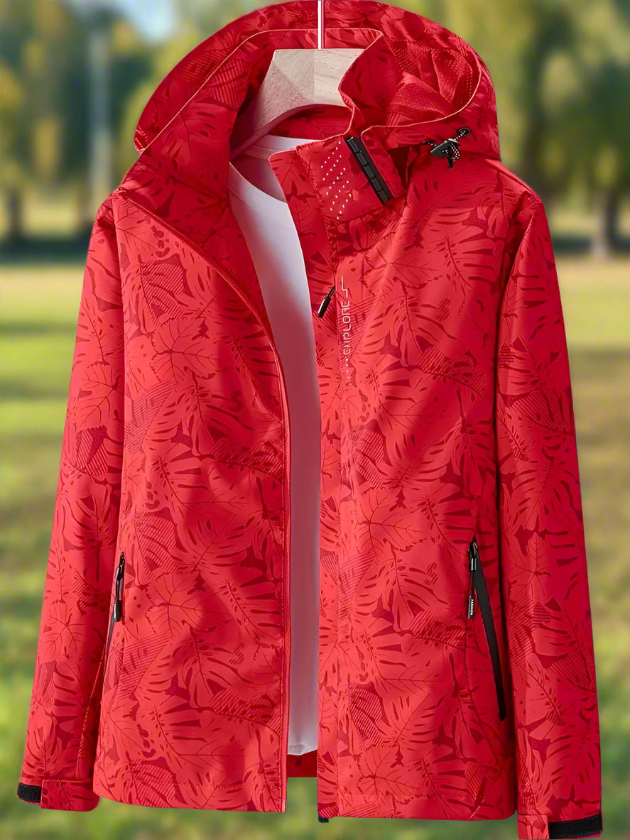 Damen Freizeitjacke Wasserabweisend Blattmuster Sportlich