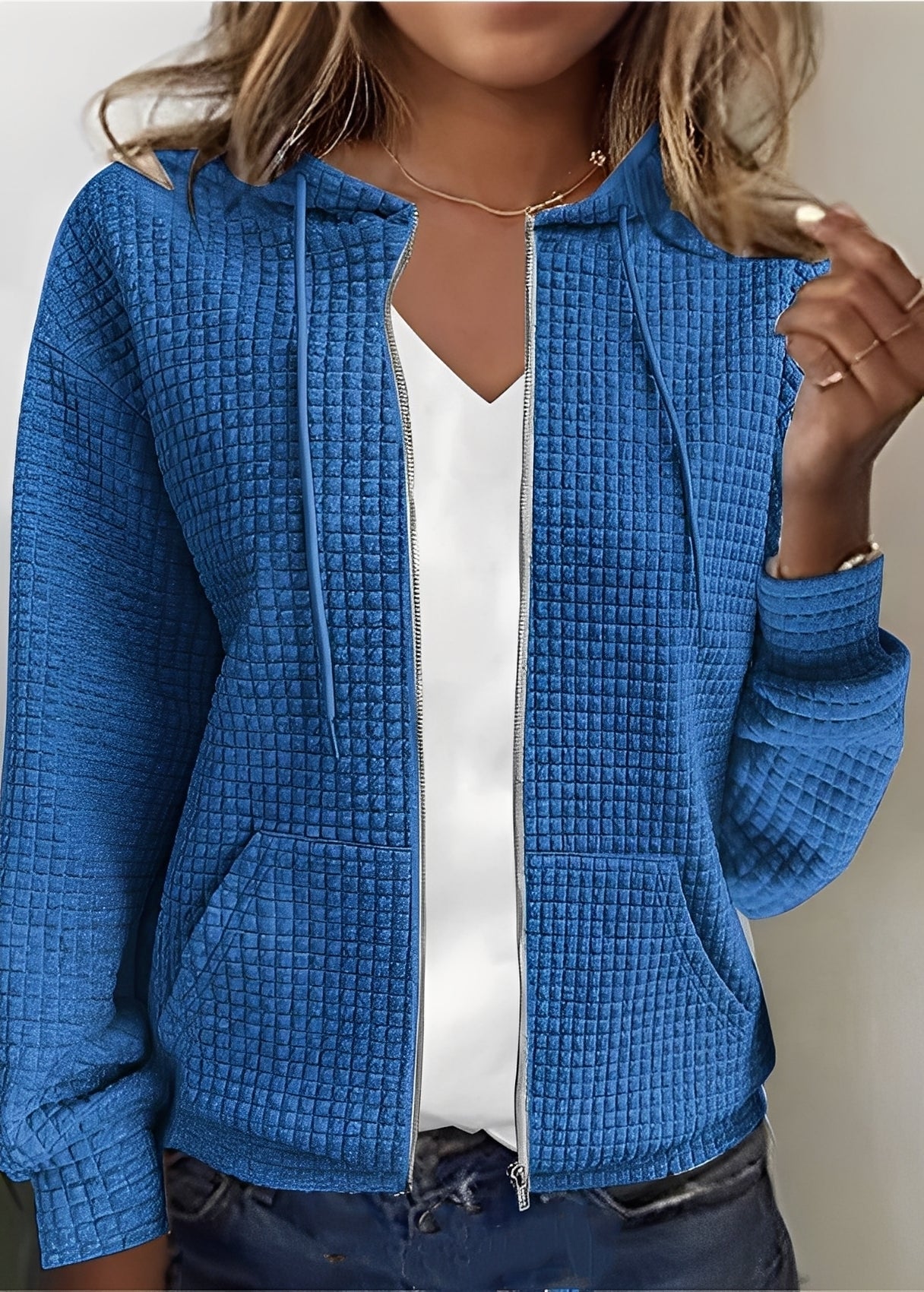 Frauen Cardigan Kapuze Taschen Modern