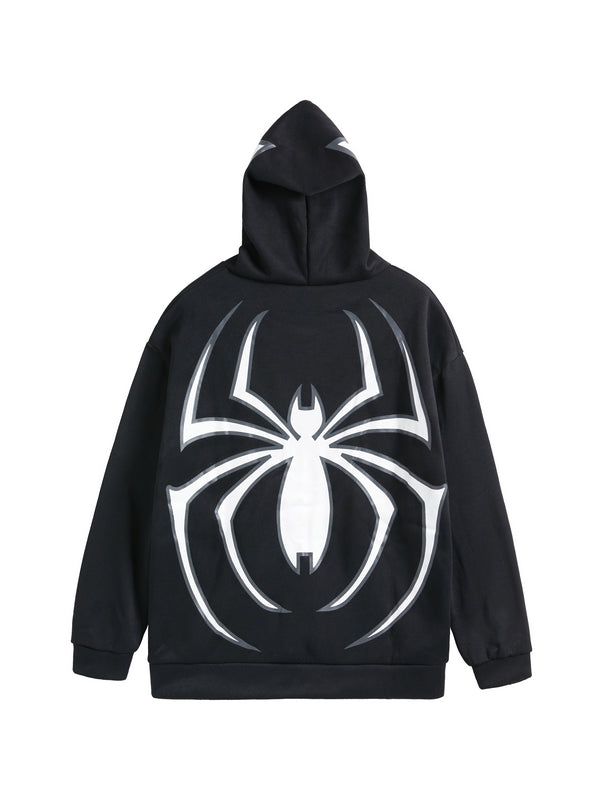 Spinnen Hoodie Reißverschluss Trendig Glitzernd
