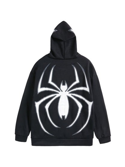 Spinnen Hoodie Reißverschluss Trendig Glitzernd