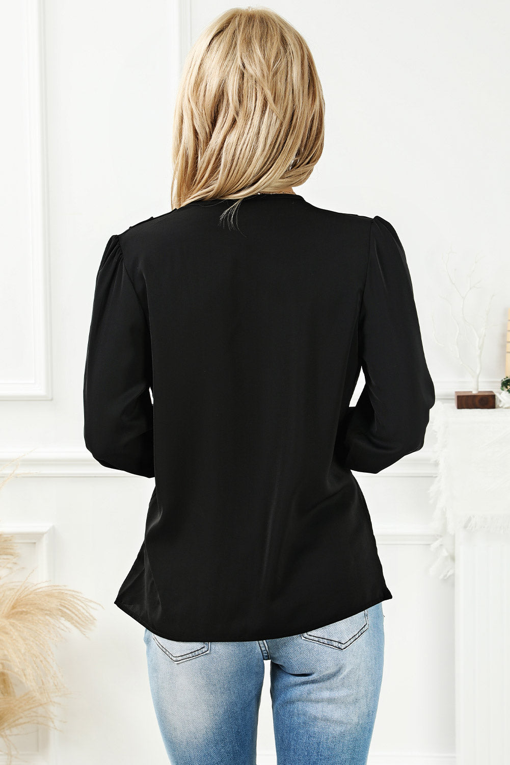 Damenbluse Wickelausschnitt Drapiert Elegent