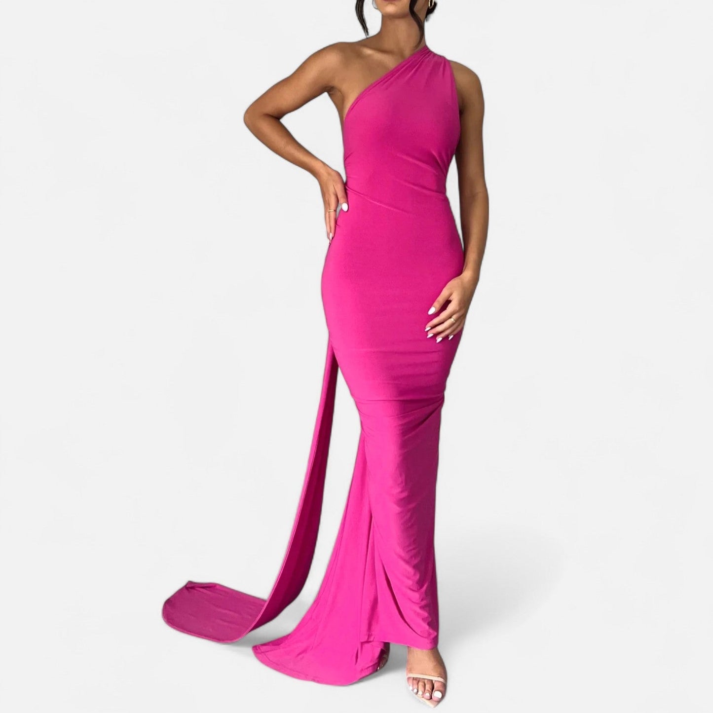 Damen Maxikleid Ein Schulter Neckholder Sommerkleid