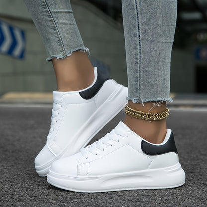 Damen Sneaker Weiß Glatt Schnürsenkel