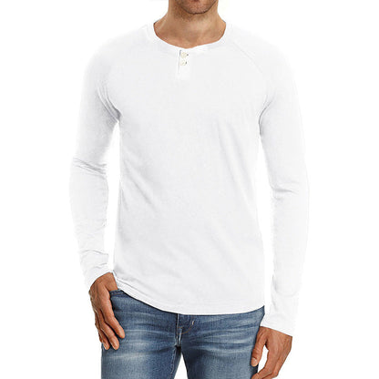 Herren Langarm-Shirt Knopf-Detail Fein-Stoff Modern