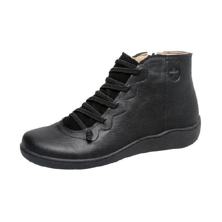 Damen Sneaker High-Top Leder Schwarz Reißverschluss