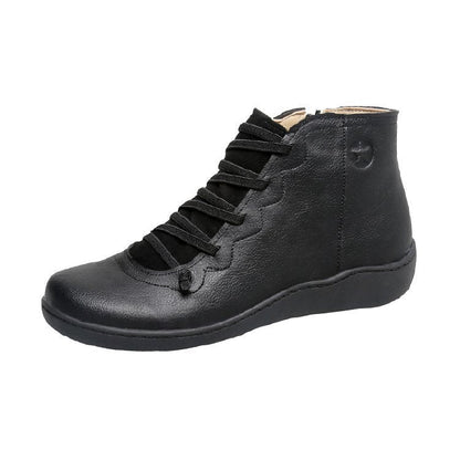 Damen Sneaker High-Top Leder Schwarz Reißverschluss