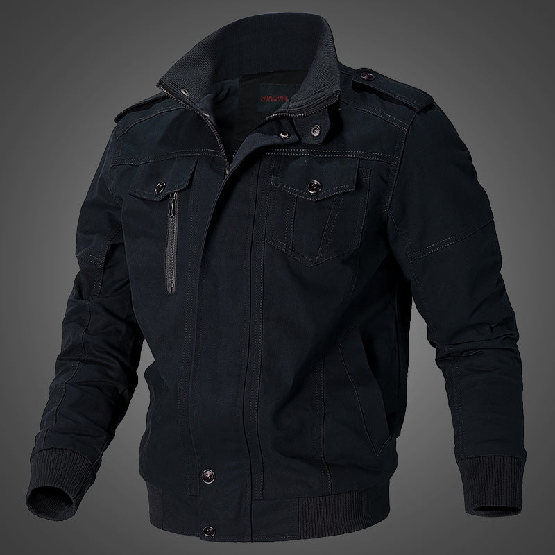 Herren Übergangsjacke Lässig Mit Taschen Stehkragen Modern