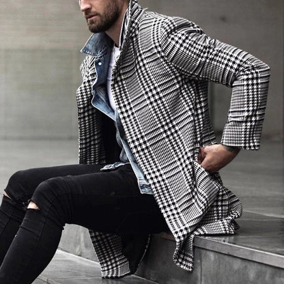 Herren Mantel Elegant Karo Modern Berlin Stil