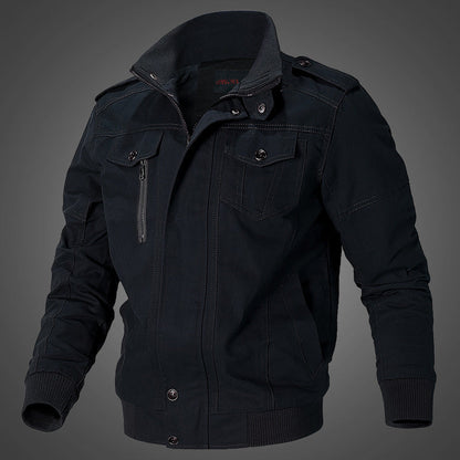 Herren Übergangsjacke Lässig Mit Taschen Stehkragen Modern