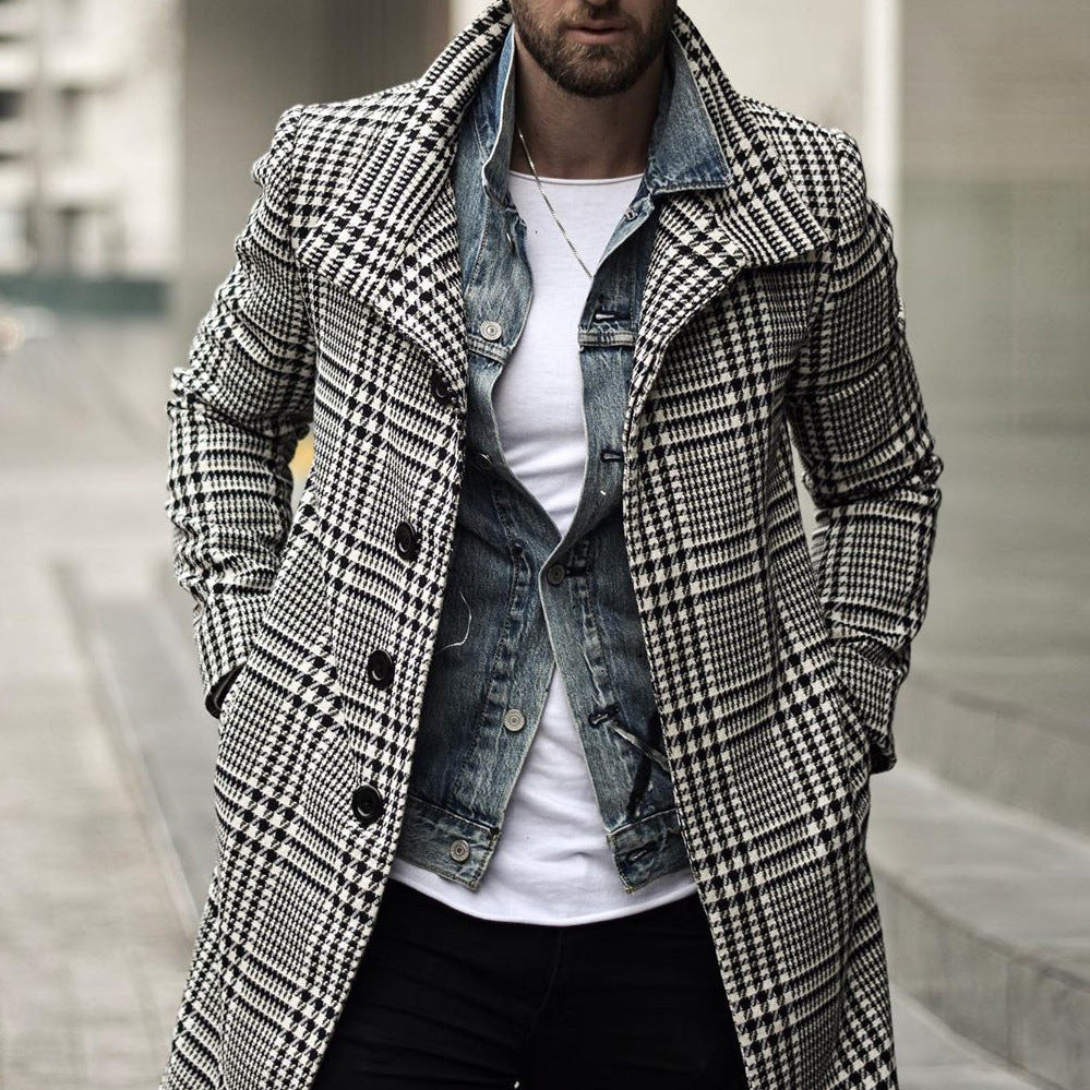 Herren Mantel Elegant Karo Modern Berlin Stil