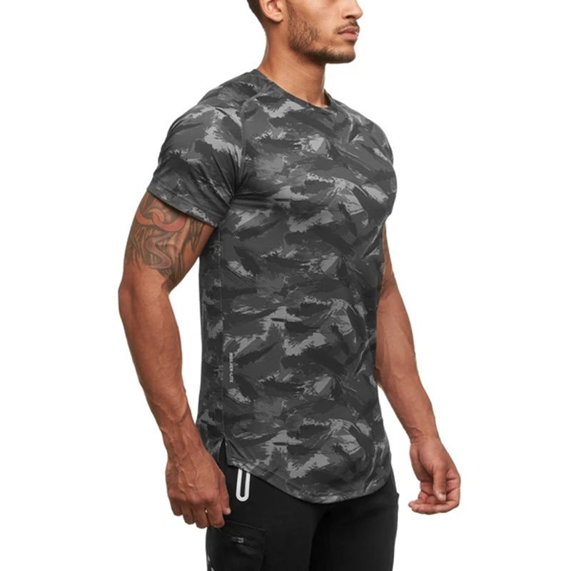 Herren Sport T-Shirt Atmungsaktiv Camouflage Design