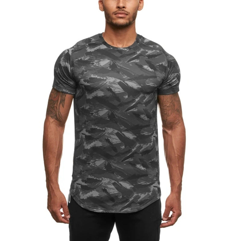 Herren Sport T-Shirt Atmungsaktiv Camouflage Design - BerlinGlamour