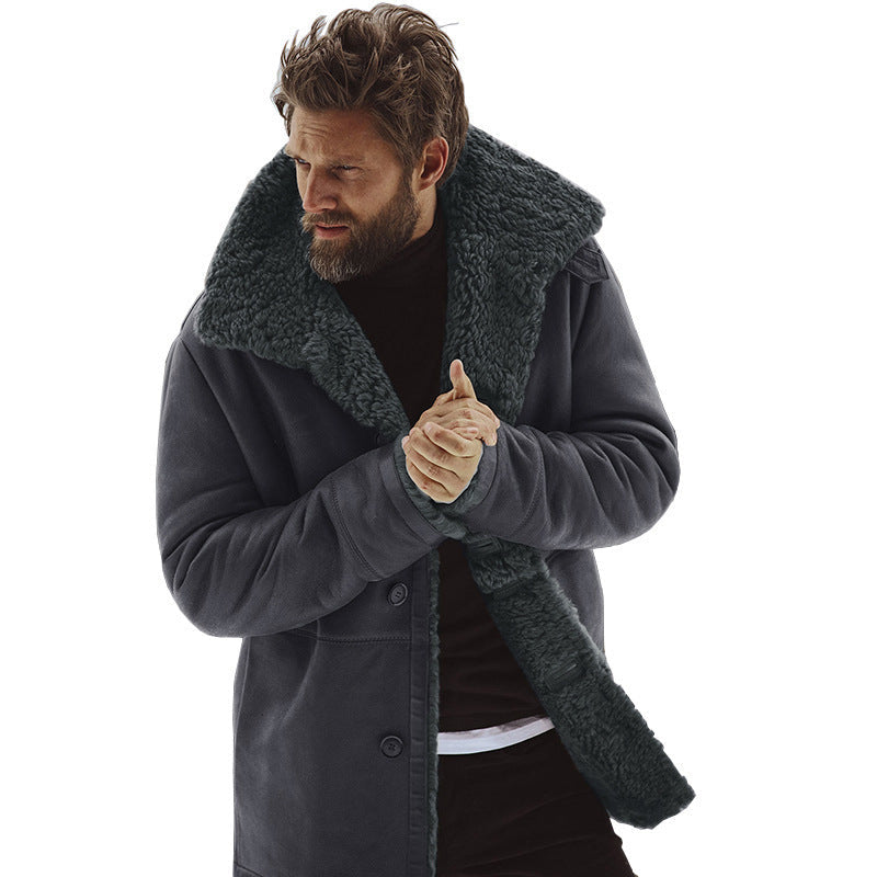 Herren Fleecejacke Weich Fellkragen Praktisch Warm