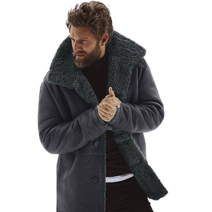 Herren Fleecejacke Weich Fellkragen Praktisch Warm