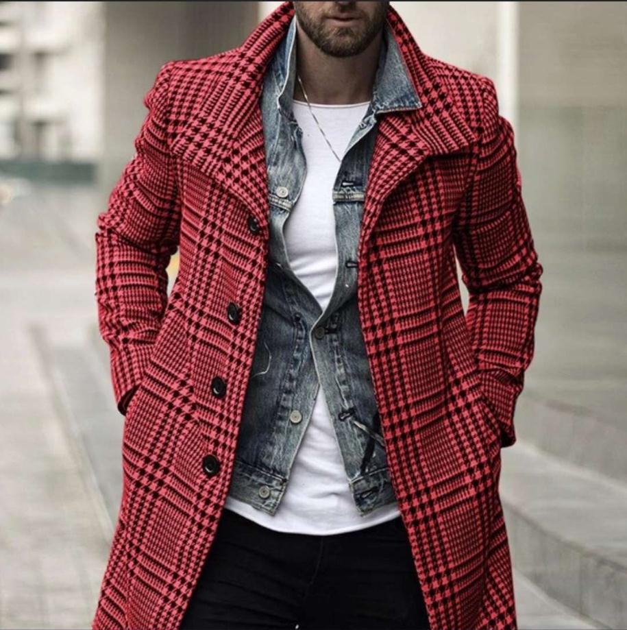 Herren Mantel Elegant Karo Modern Berlin Stil