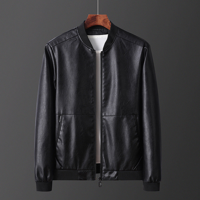 Herren Lederjacke Bomber Style Elastisch Modern