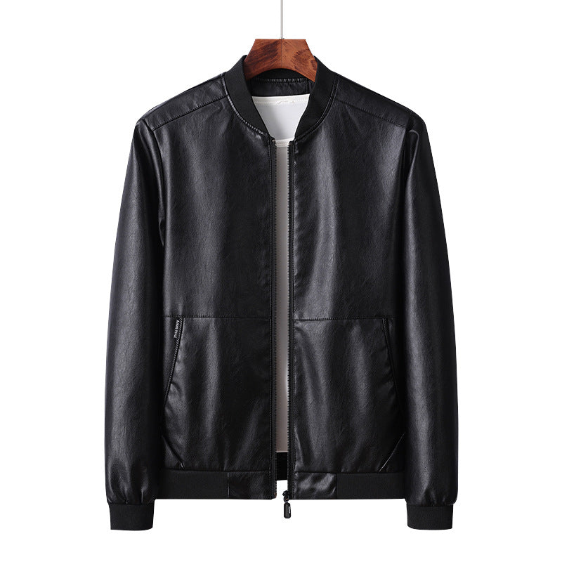 Herren Lederjacke Bomber Style Elastisch Modern